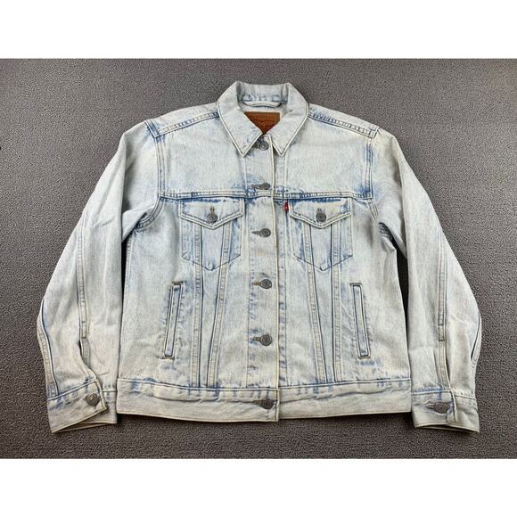 Levis Red Tab Jacket Size S Distressed Western Trucker Denim Washed Jacket - Picture 1 of 16